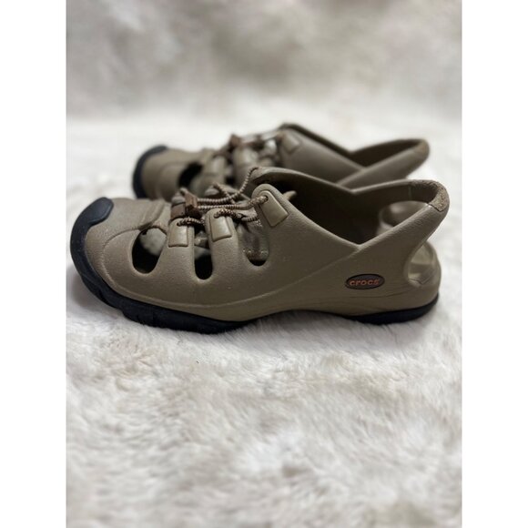 Crocs Mens Khaki Outdoor Sandals With Adjustable Lace women size 8 mens size 6 - Picture 2 of 9